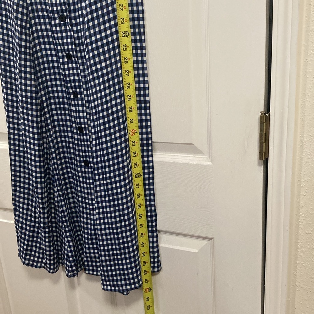 Philosophy Dress Women's Size 8 Gingham Plaid Blue White Midi Handkerchief - Picture 9 of 16